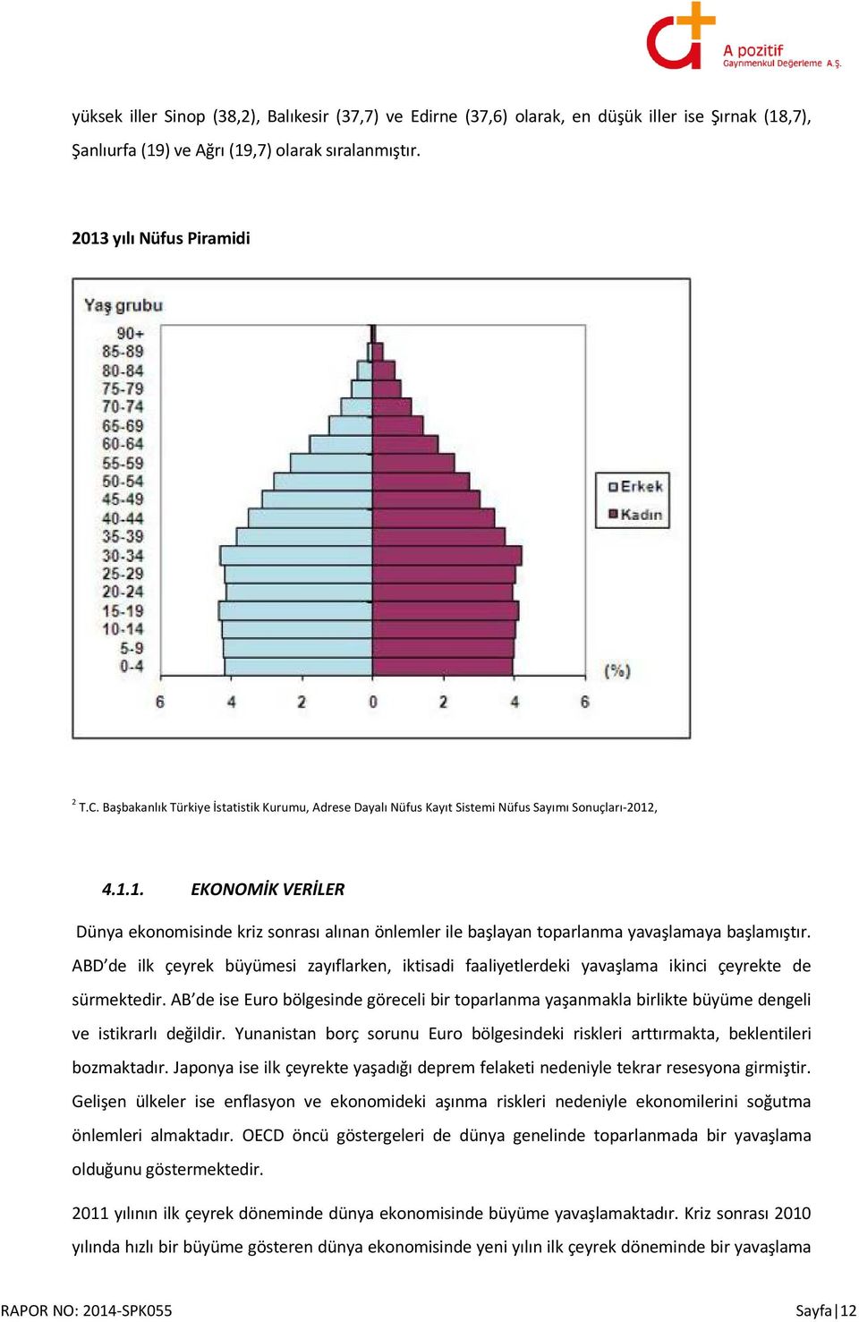 , 4.1.1. EKONOMİK VERİLER Dünya ekonomisinde kriz sonrası alınan önlemler ile başlayan toparlanma yavaşlamaya başlamıştır.