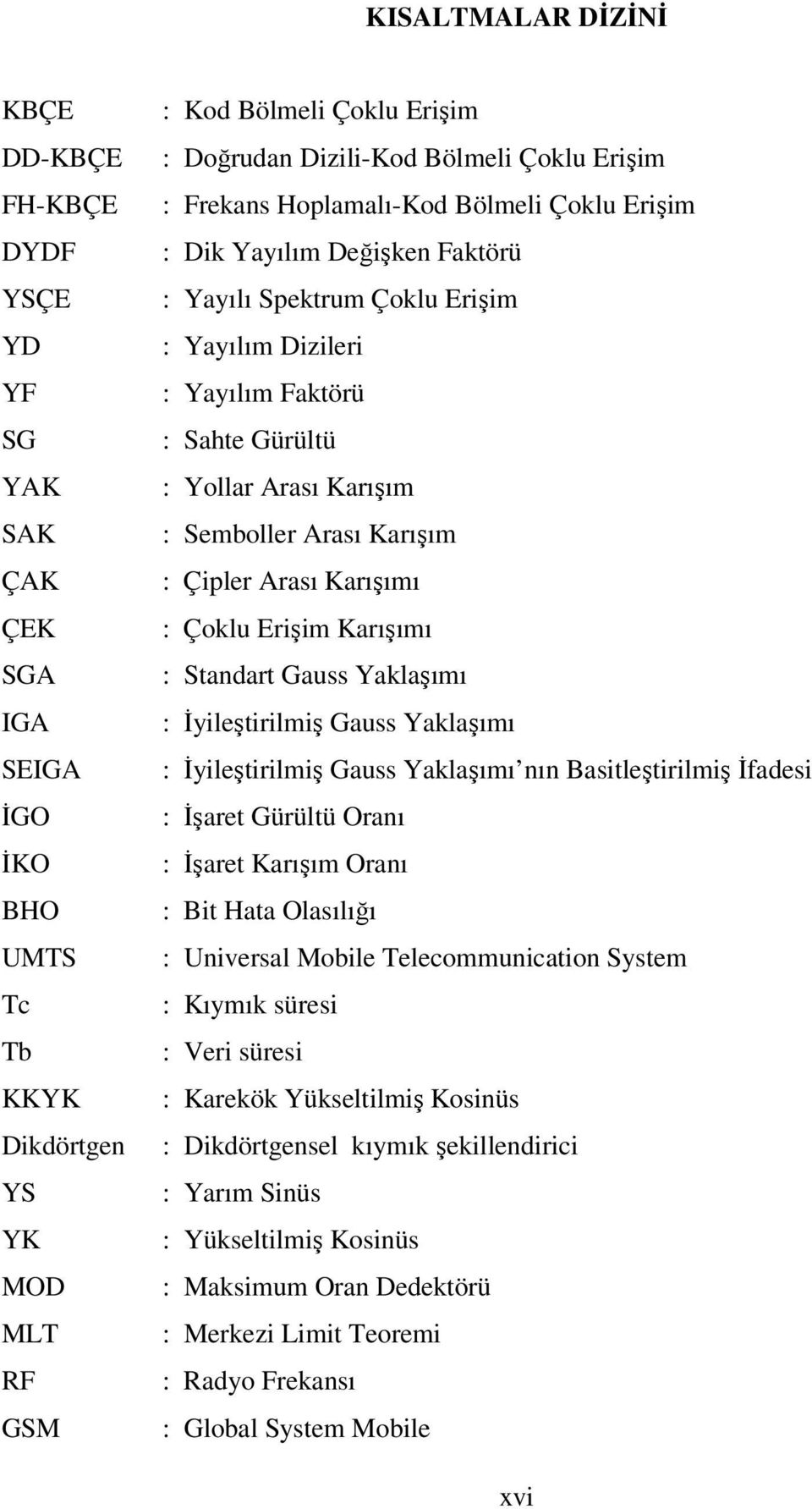 Çipler Arası Karışımı : Çolu rişim Karışımı : Standart Gauss Yalaşımı : İyileştirilmiş Gauss Yalaşımı : İyileştirilmiş Gauss Yalaşımı nın Basitleştirilmiş İfadesi : İşaret Gürültü Oranı : İşaret