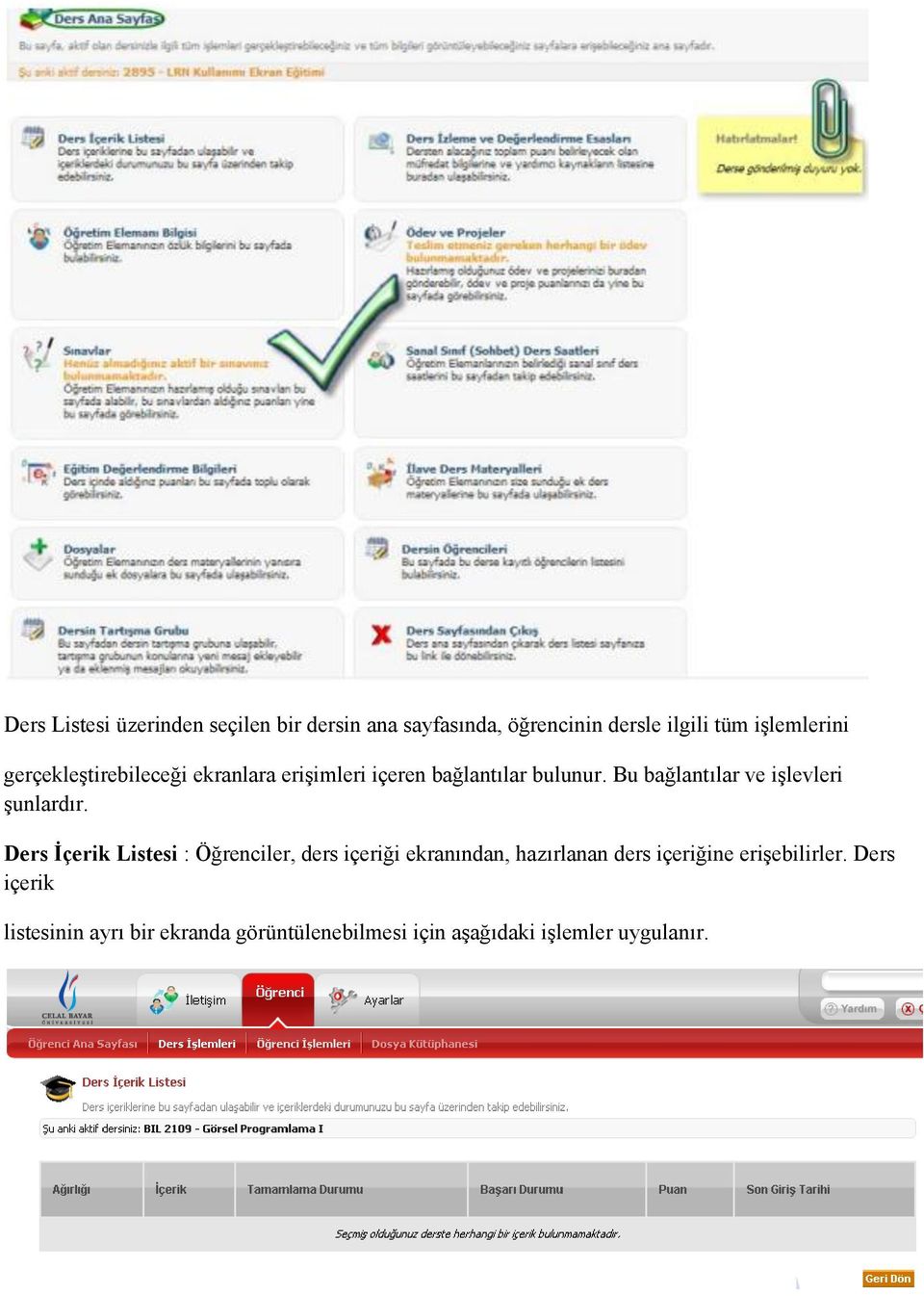 Bu bağlantılar ve işlevleri şunlardır.