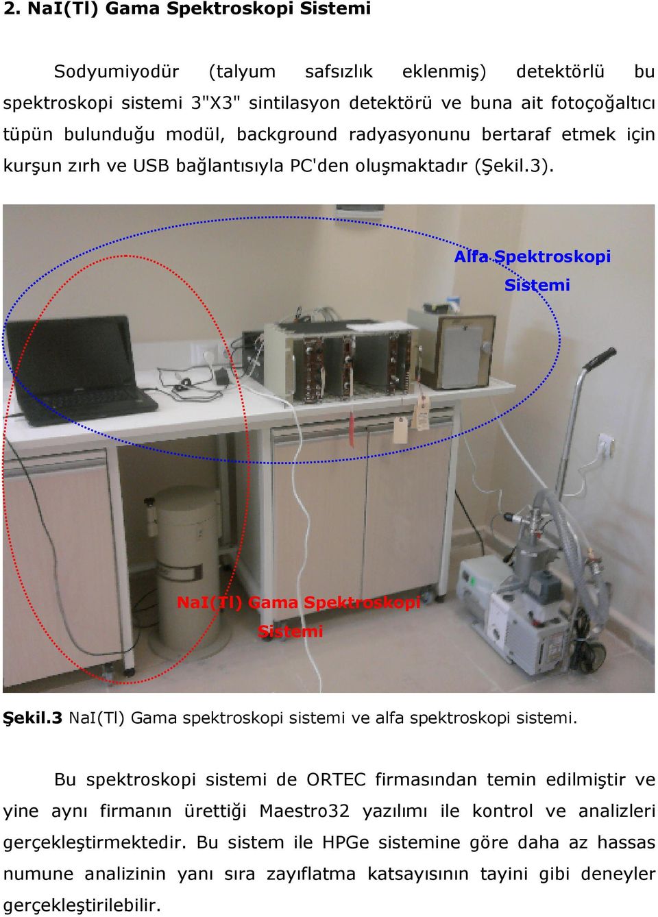 3 NaI(Tl) Gama spektroskopi sistemi ve alfa spektroskopi sistemi.