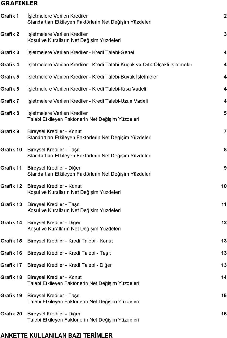 Talebi-Kısa Vadeli 4 Grafik 7 İşletmelere Verilen ler - Talebi-Uzun Vadeli 4 Grafik 8 İşletmelere Verilen ler 5 Talebi Etkileyen Faktörlerin Net Değişim leri Grafik 9 Bireysel ler - Konut 7