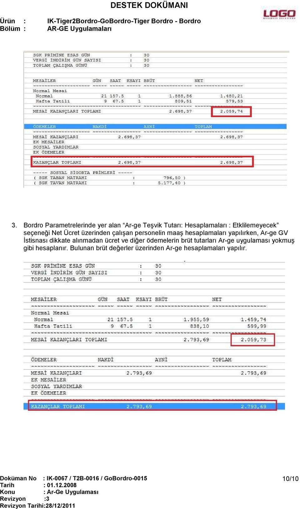 İstisnası dikkate alınmadan ücret ve diğer ödemelerin brüt tutarları Ar-ge uygulaması