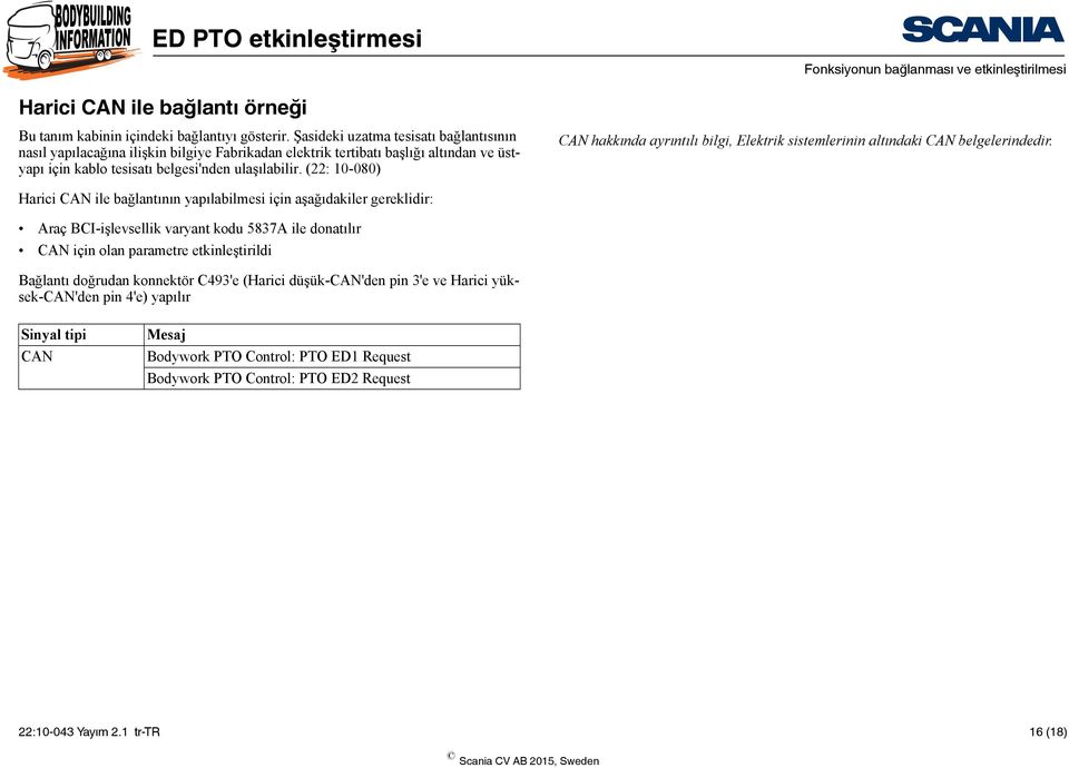 (22: 10-080) CAN hakkında ayrıntılı bilgi, Elektrik sistemlerinin altındaki CAN belgelerindedir.