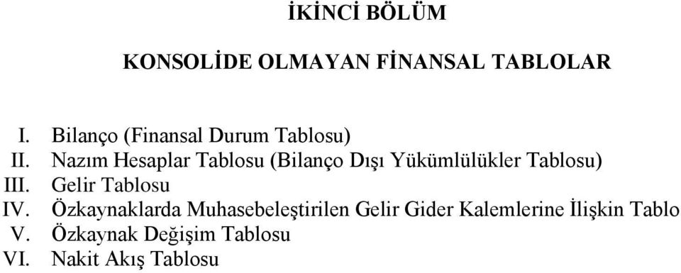 Nazım Hesaplar Tablosu (Bilanço DıĢı Yükümlülükler Tablosu) III.