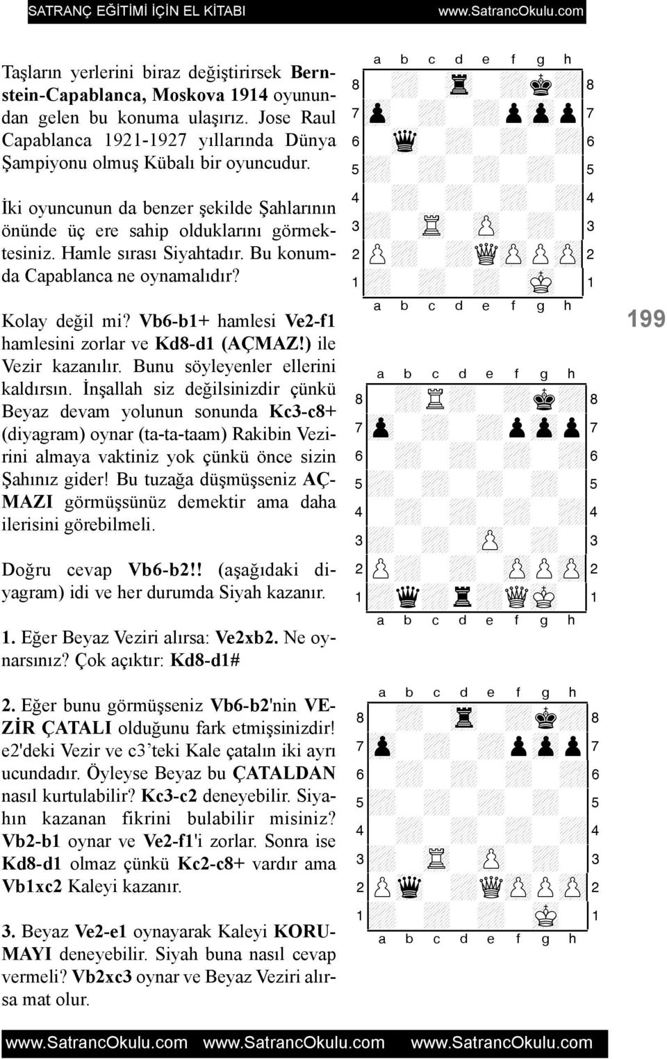 Vb6-b1+ hamlesi Ve2-f1 hamlesini zorlar ve Kd8-d1 (AÇMAZ!) ile Vezir kazanýlýr. Bunu söyleyenler ellerini kaldýrsýn.