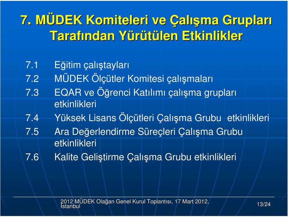 3 EQAR ve Öğrenci Katılımı çalışma grupları etkinlikleri 7.