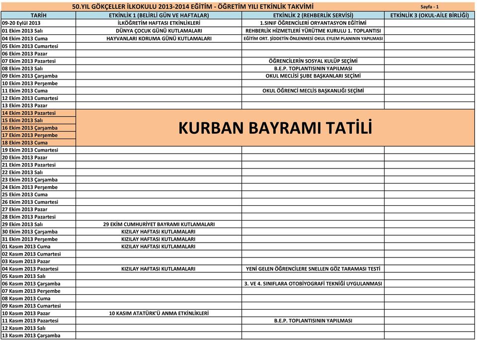 ŞİDDETİN ÖNLENMESİ OKUL EYLEM PL