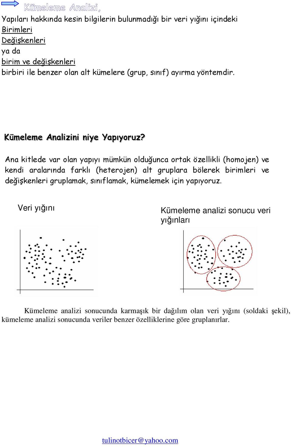 Kümeleme analizi sonucunda karmaık bir daılım olan veri