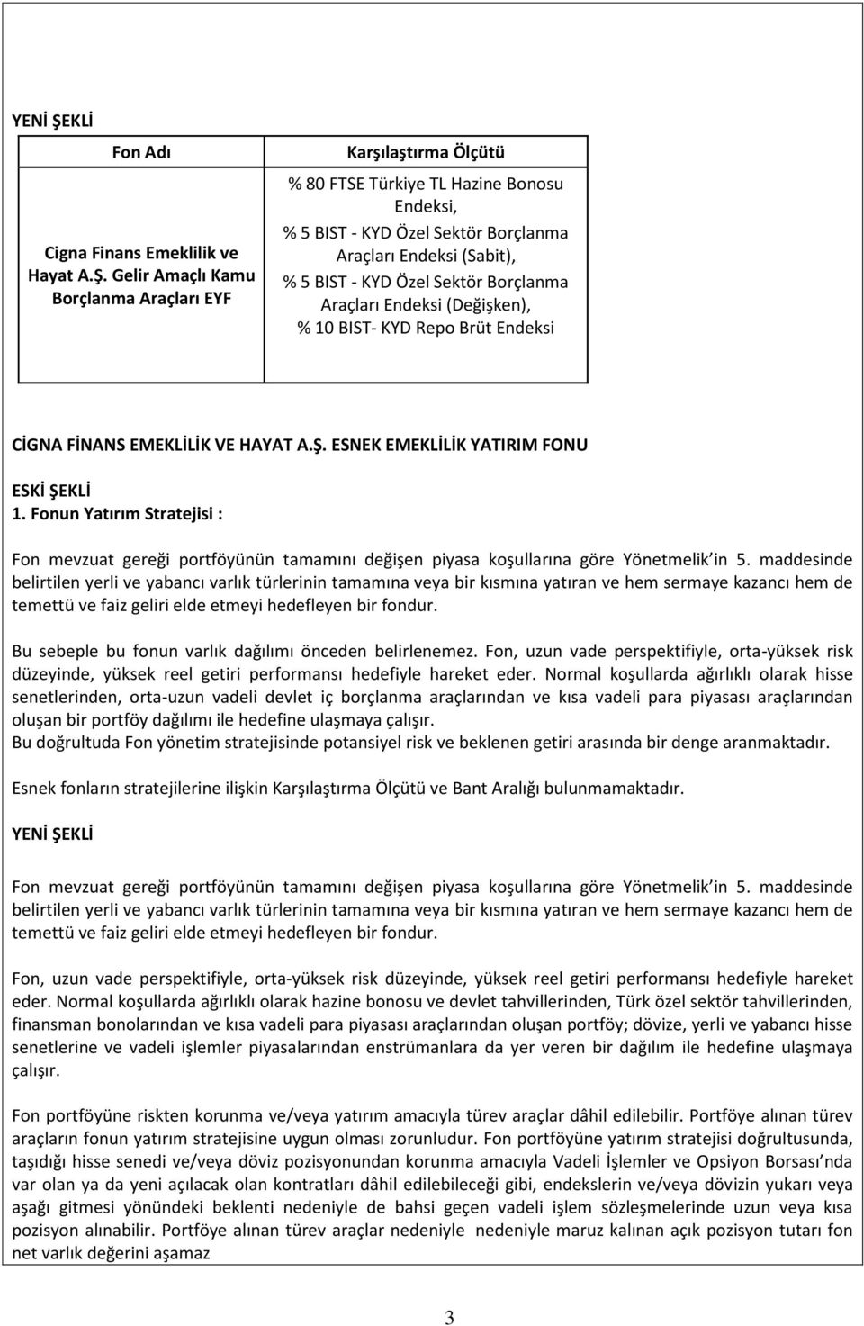 Gelir Amaçlı Kamu Borçlanma Araçları EYF 80 FTSE Türkiye TL Hazine Bonosu Endeksi, 5 BIST - KYD Özel Sektör Borçlanma Araçları Endeksi (Sabit), 5 BIST - KYD Özel Sektör Borçlanma Araçları Endeksi