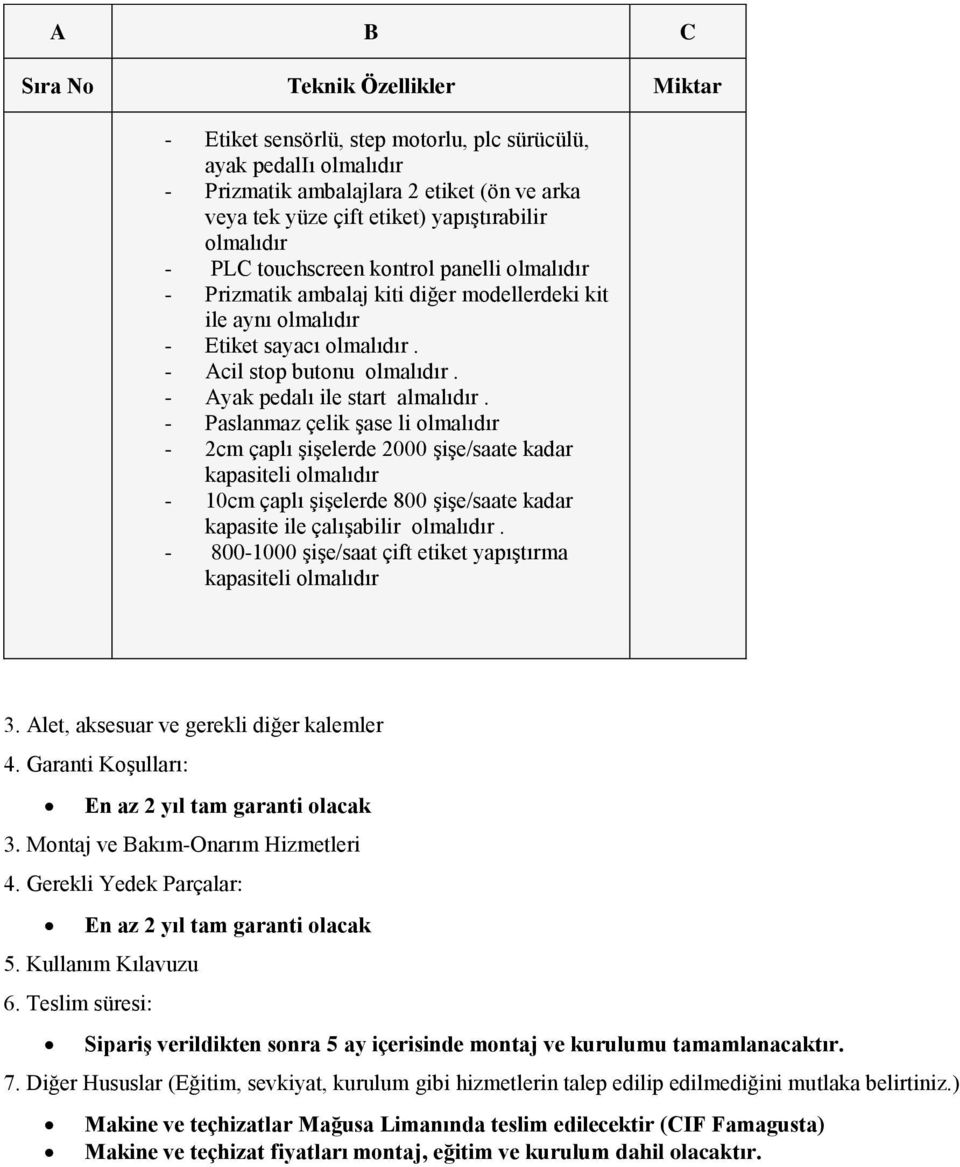 Paslanmaz çelik şase li 2cm çaplı şişelerde 2000 şişe/saate kadar kapasiteli 10cm çaplı şişelerde 800 şişe/saate kadar kapasite ile çalışabilir. 8001000 şişe/saat çift etiket yapıştırma kapasiteli 3.