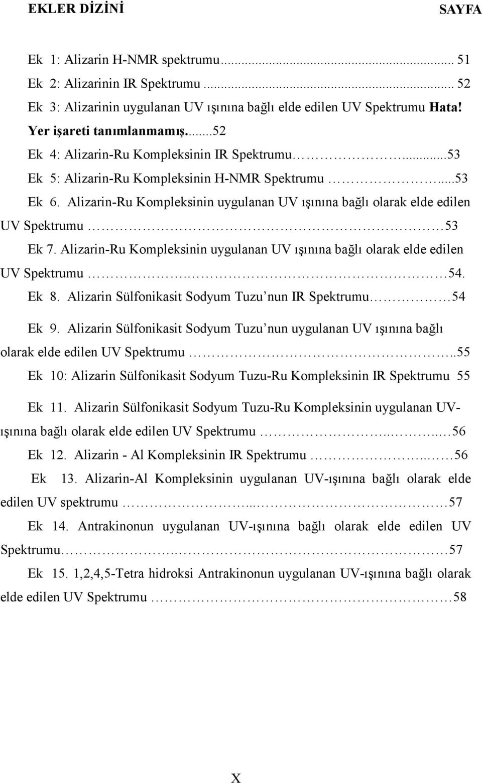 Alizarin-Ru Kompleksinin uygulanan UV ışınına bağlı olarak elde edilen UV Spektrumu 53 Ek 7. Alizarin-Ru Kompleksinin uygulanan UV ışınına bağlı olarak elde edilen UV Spektrumu. 54. Ek 8.