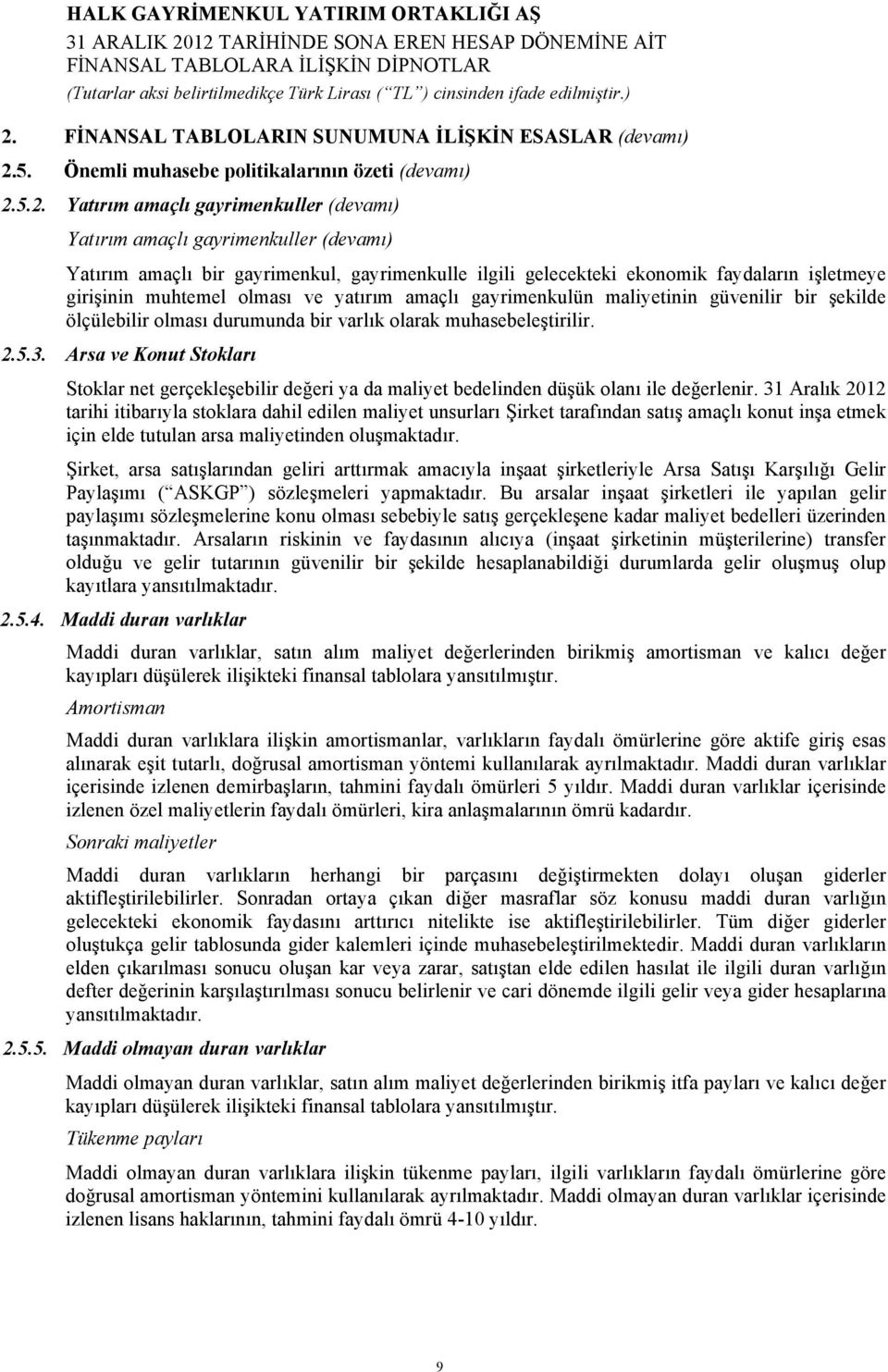 olması durumunda bir varlık olarak muhasebeleştirilir. 2.5.3. Arsa ve Konut Stokları Stoklar net gerçekleşebilir değeri ya da maliyet bedelinden düşük olanı ile değerlenir.