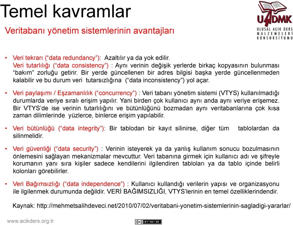 Bir yerde güncellenen bir adres bilgisi başka yerde güncellenmeden kalabilir ve bu durum veri tutarsızlığına ( data inconsistency ) yol açar.