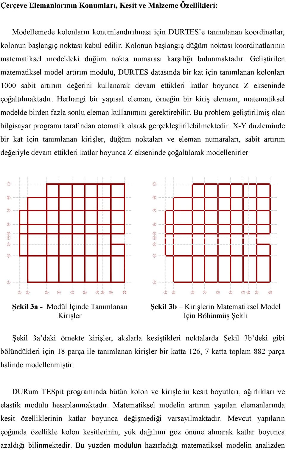 Geliştirilen matematiksel model artırım modülü, DURTES datasında bir kat için tanımlanan kolonları 1000 sabit artırım değerini kullanarak devam ettikleri katlar boyunca Z ekseninde çoğaltılmaktadır.