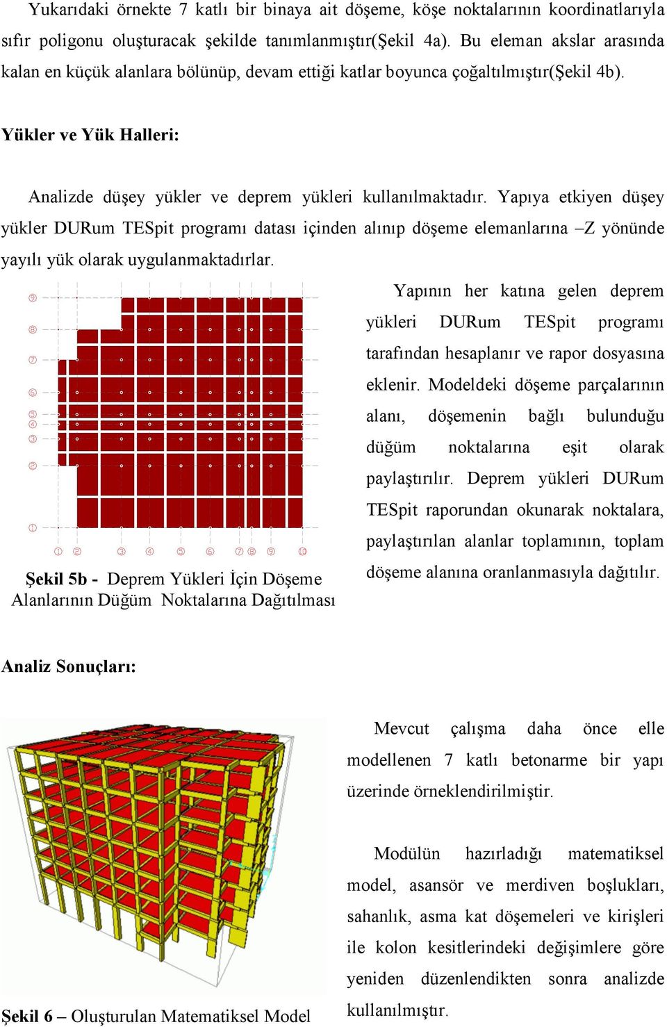 Yapıya etkiyen düşey yükler DURum TESpit programı datası içinden alınıp döşeme elemanlarına Z yönünde yayılı yük olarak uygulanmaktadırlar.