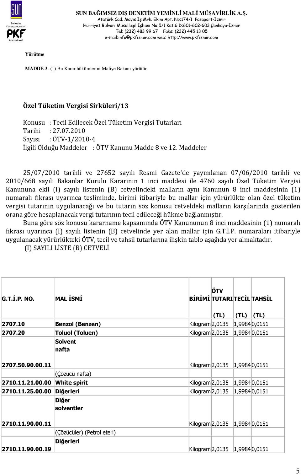 Maddeler 25/07/2010 tarihli ve 27652 sayılı Resmi Gazete'de yayımlanan 07/06/2010 tarihli ve 2010/668 sayılı Bakanlar Kurulu Kararının 1 inci maddesi ile 4760 sayılı Özel Tüketim Vergisi Kanununa