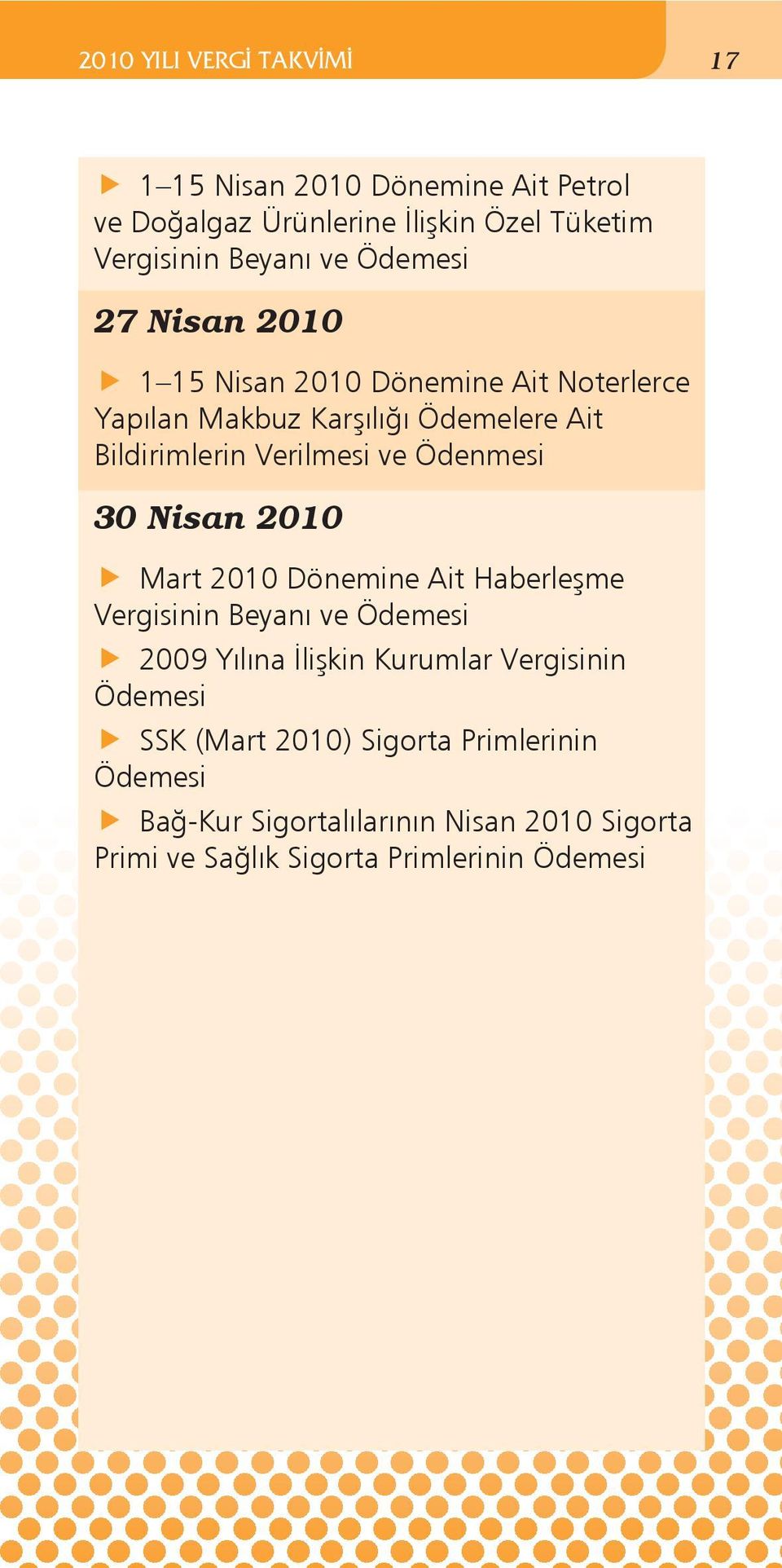 Verilmesi ve Ödenmesi 30 Nisan 2010 Mart 2010 Dönemine Ait Haberleşme 2009 Yılına İlişkin Kurumlar Vergisinin