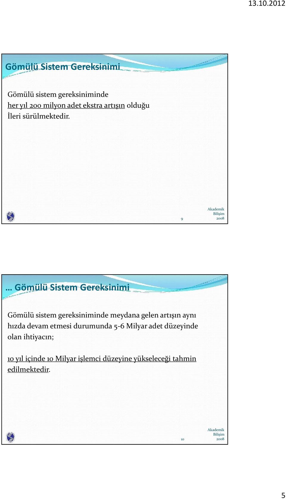 9 Gömülü Sistem Gereksinimi Gömülü sistem gereksiniminde meydana gelen artışın aynı