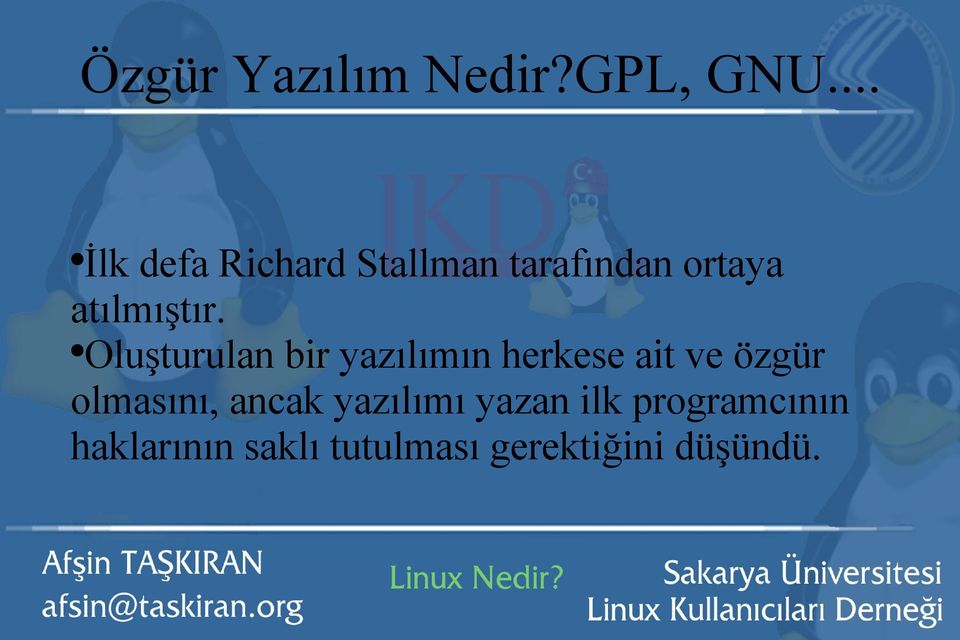 Oluşturulan bir yazılımın herkese ait ve özgür olmasını,