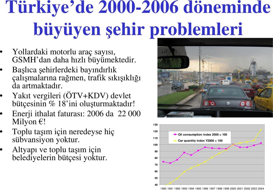 Yakıt vergileri (ÖTV+KDV) devlet bütçesinin % 18 ini oluturmaktadır! Enerji ithalat faturası: 2006 da 22 000 Milyon!