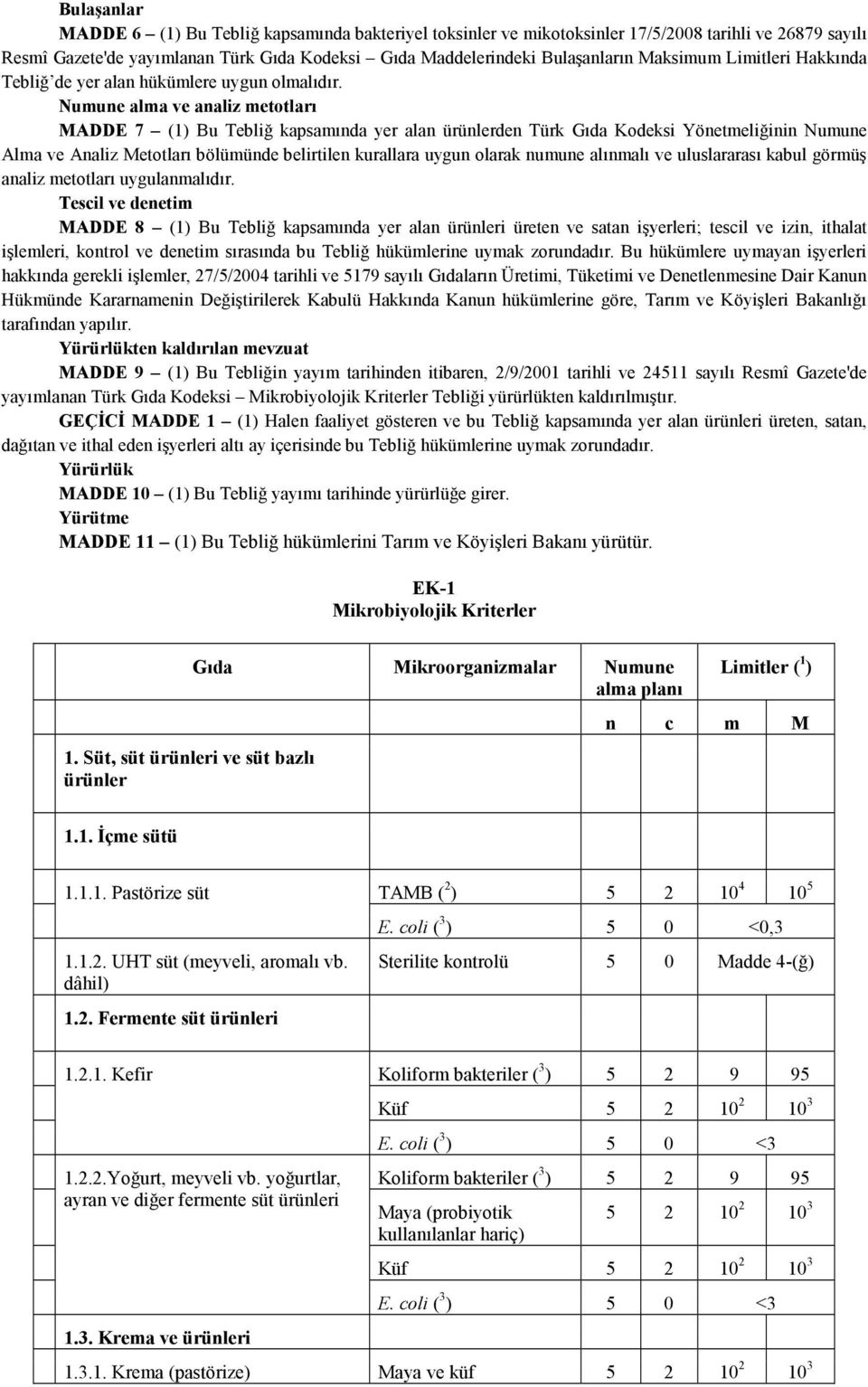 umune alma ve analiz metotları MADDE 7 (1) Bu Tebliğ kapsamında yer alan ürünlerden Türk Gıda Kodeksi Yönetmeliğinin Numune Alma ve Analiz Metotları bölümünde belirtilen kurallara uygun olarak numune