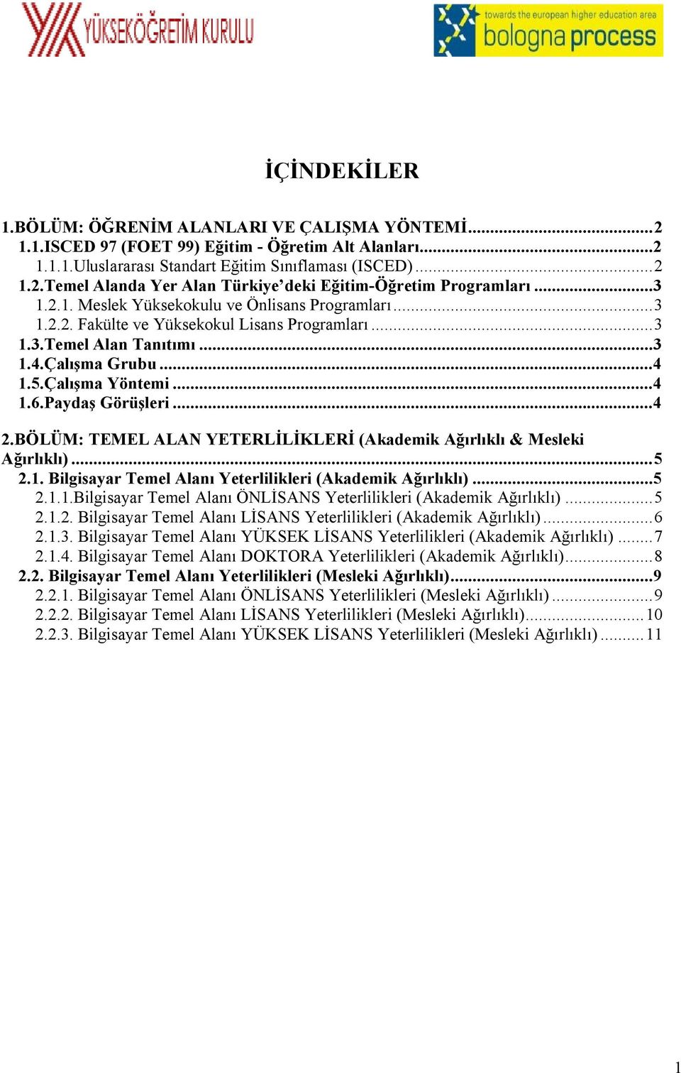 Paydaş Görüşleri...4 2.BÖLÜM: TEMEL ALAN YETERLİLİKLERİ (Akademik Ağırlıklı & Mesleki Ağırlıklı)...5 2.1. Bilgisayar Temel Alanı Yeterlilikleri (Akademik Ağırlıklı)...5 2.1.1.Bilgisayar Temel Alanı ÖNLİSANS Yeterlilikleri (Akademik Ağırlıklı).