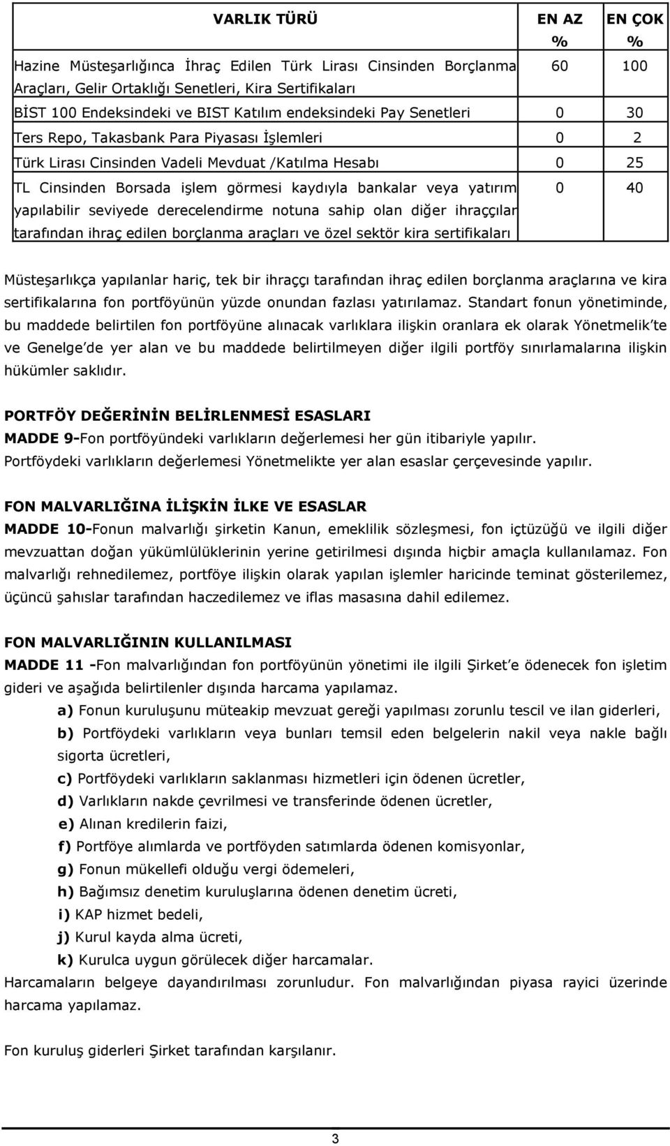 yatırım yapılabilir seviyede derecelendirme notuna sahip olan diğer ihraççılar tarafından ihraç edilen borçlanma araçları ve özel sektör kira sertifikaları 0 40 Müsteşarlıkça yapılanlar hariç, tek