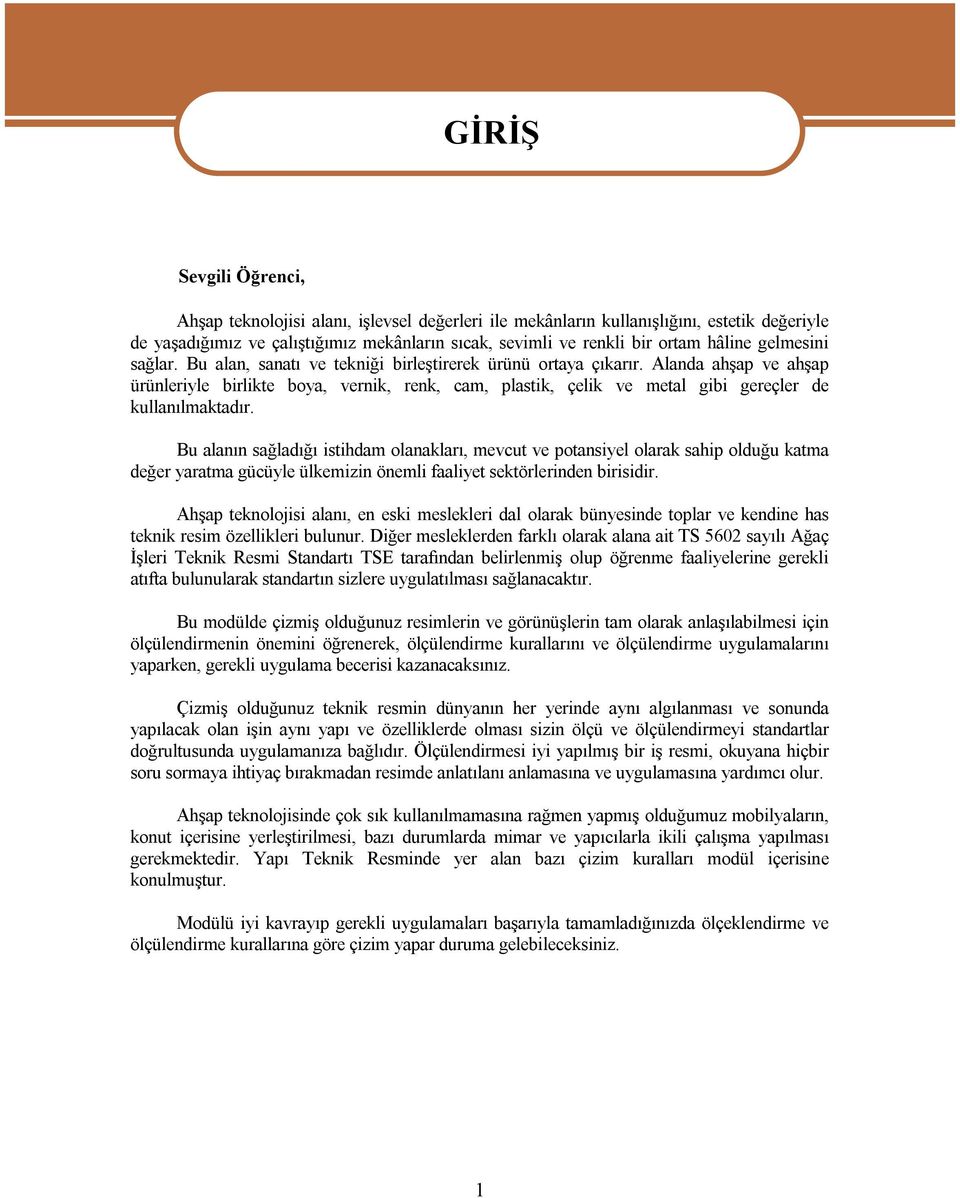 Alanda ahşap ve ahşap ürünleriyle birlikte boya, vernik, renk, cam, plastik, çelik ve metal gibi gereçler de kullanılmaktadır.