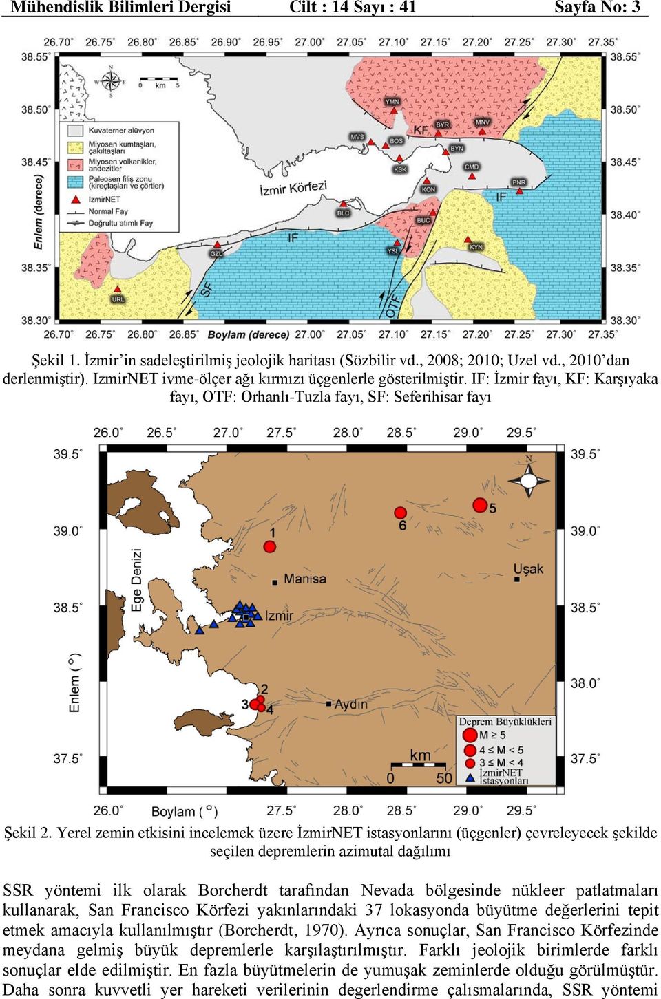 Yerel zemin etkisini incelemek üzere İzmirNET istasyonlarını (üçgenler) çevreleyecek şekilde seçilen depremlerin azimutal dağılımı SSR yöntemi ilk olarak Borcherdt tarafından Nevada bölgesinde