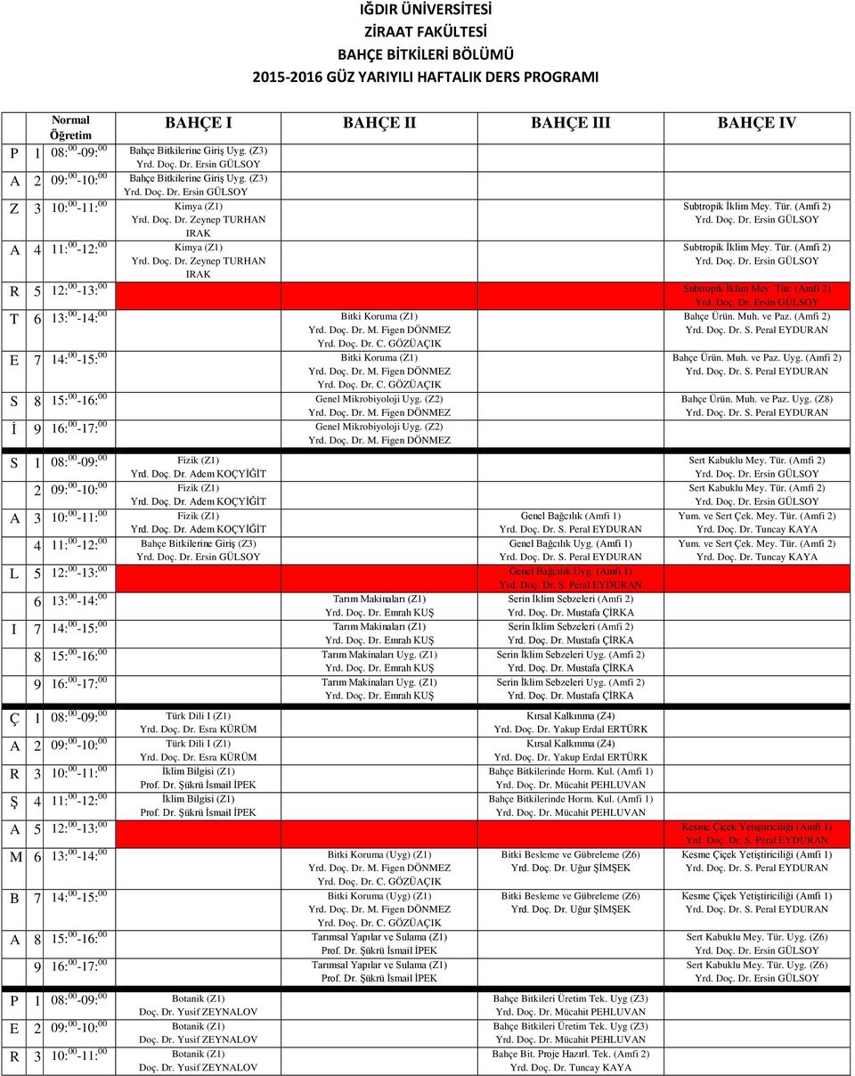 Tür. (mfi 2) Subtropik İklim Mey. Tür. (mfi 2) R 5 12: 00-13: 00 Subtropik İklim Mey. Tür. (mfi 2) T 6 13: 00-14: 00 Bitki Koruma (Z1) Yrd. Doç. Dr. C. GÖZÜÇIK E 7 14: 00-15: 00 Bitki Koruma (Z1) Yrd.