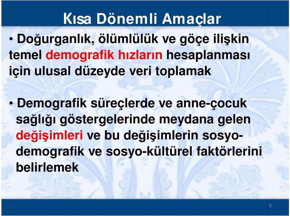 Demografik süreçlerde ve anne-çocuk sağlığı göstergelerinde meydana gelen