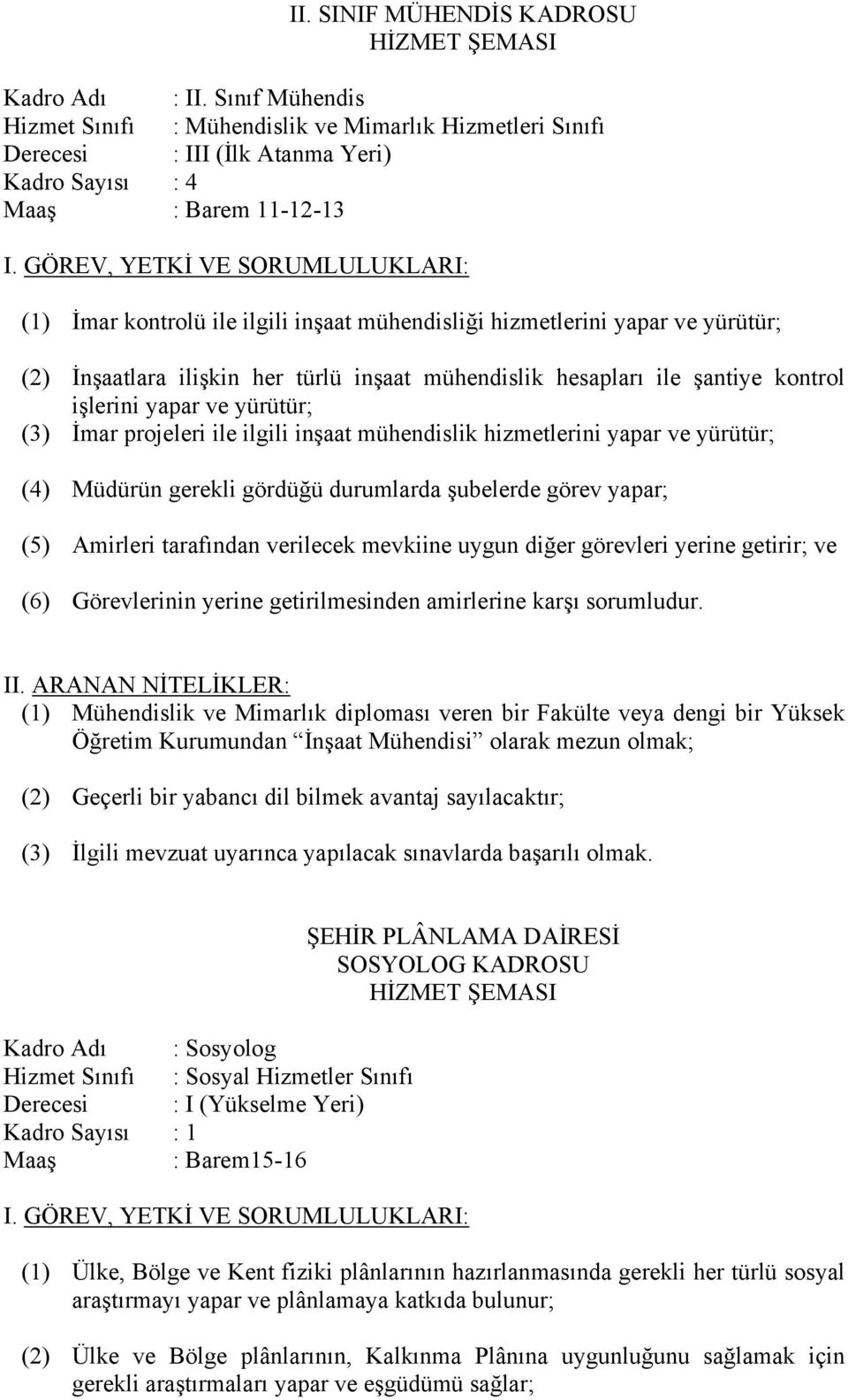 hizmetlerini yapar ve yürütür; (2) İnşaatlara ilişkin her türlü inşaat mühendislik hesapları ile şantiye kontrol işlerini yapar ve yürütür; (3) İmar projeleri ile ilgili inşaat mühendislik