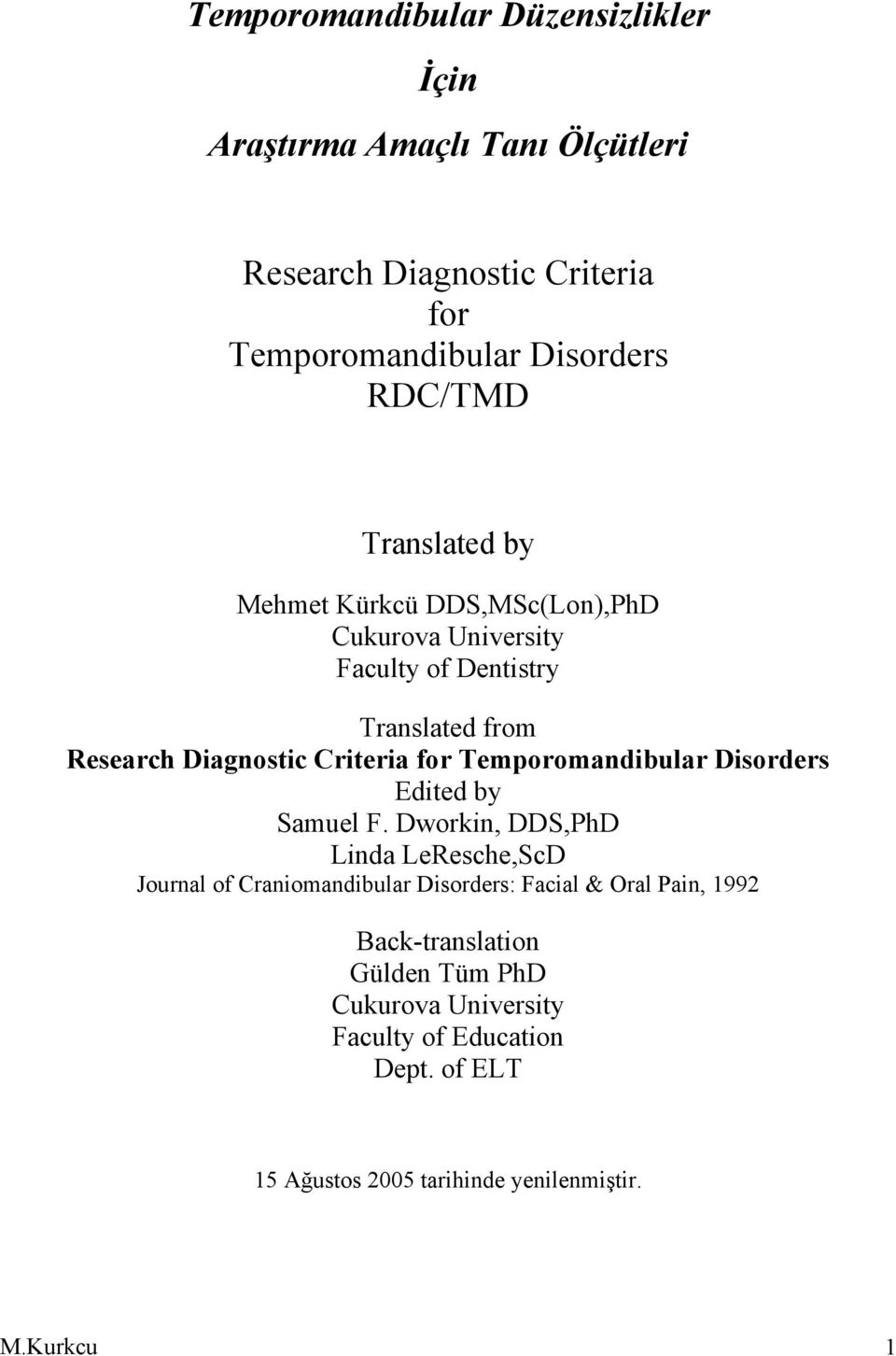 Temporomandibular Disorders Edited by Samuel F.