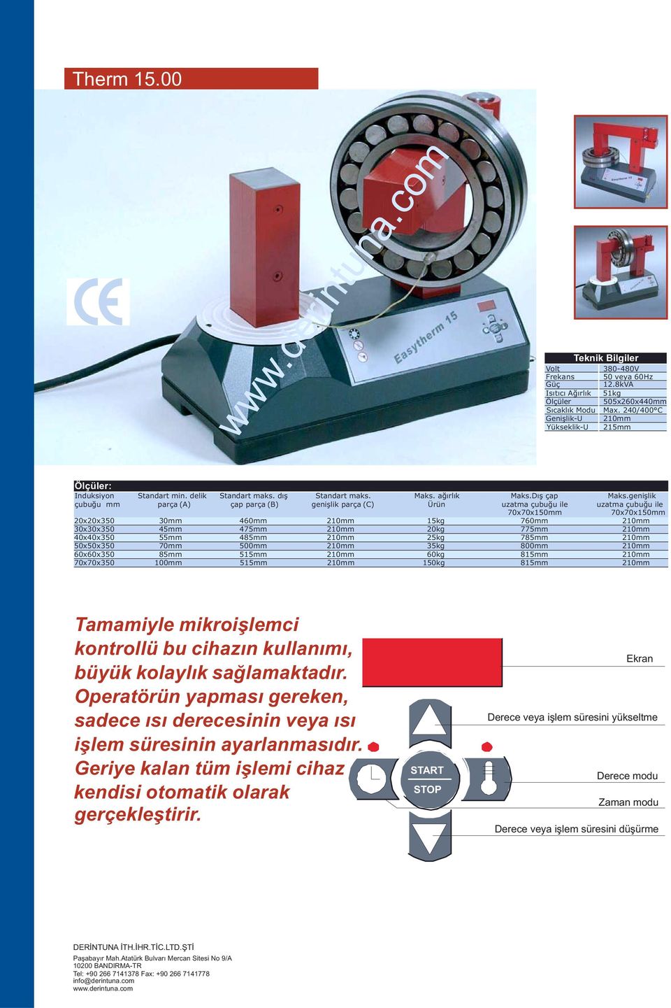 including bearings, typically used in maintenance shops and production areas. Volt 380-480V Güç 12.