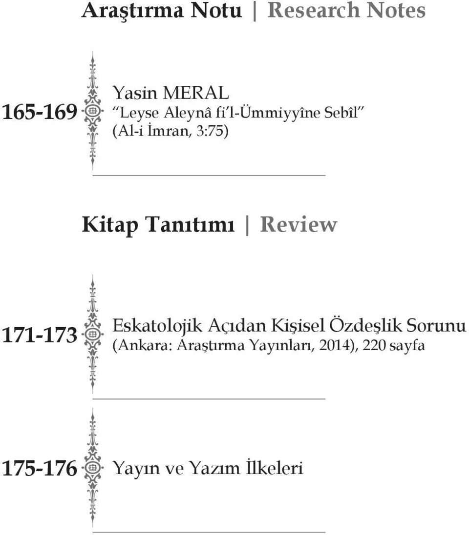 171-173 Eskatolojik Açıdan Kişisel Özdeşlik Sorunu (Ankara:
