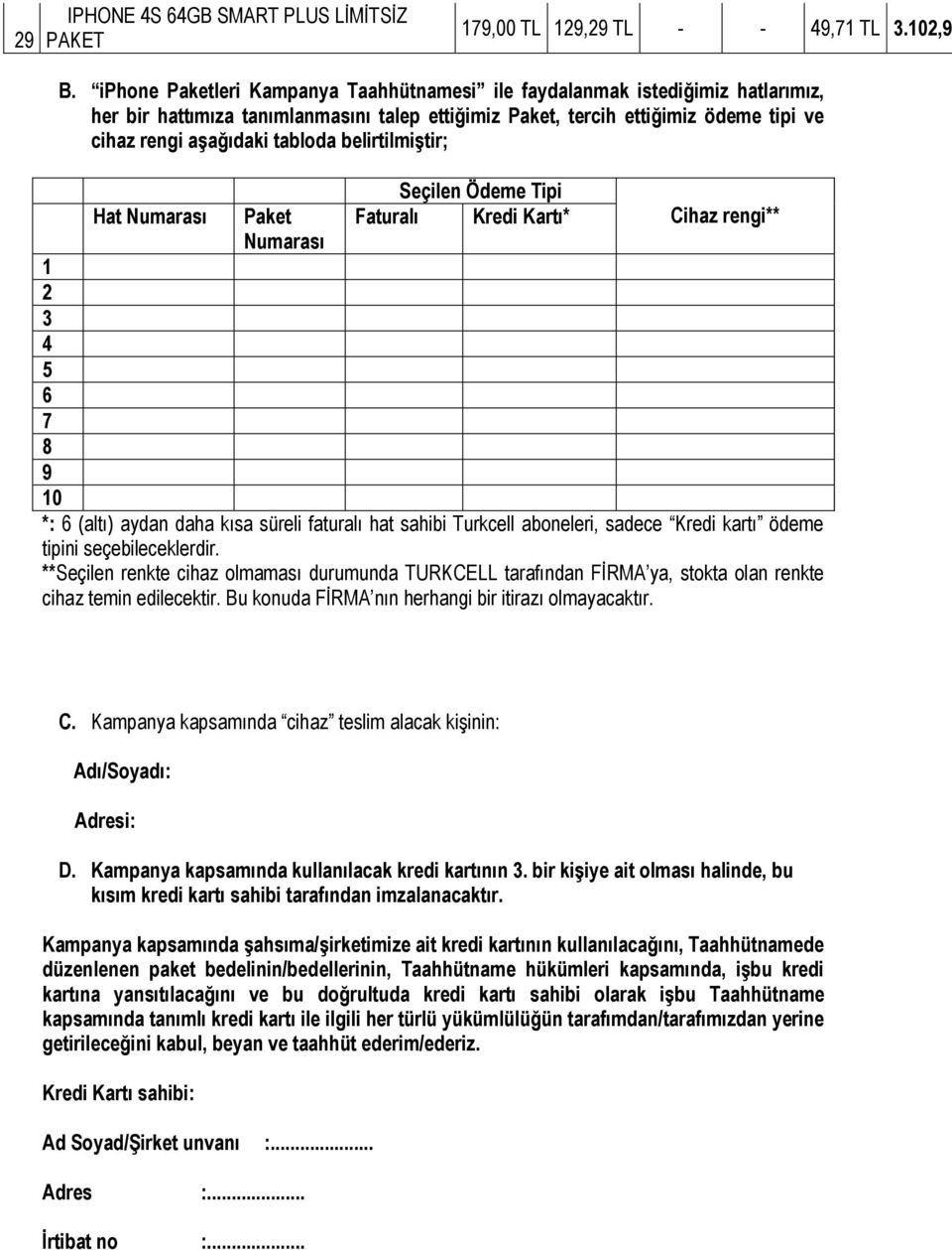KURUMSAL iphone PAKETLERİ KAMPANYA TAAHHÜTNAMESİ - PDF Free Download