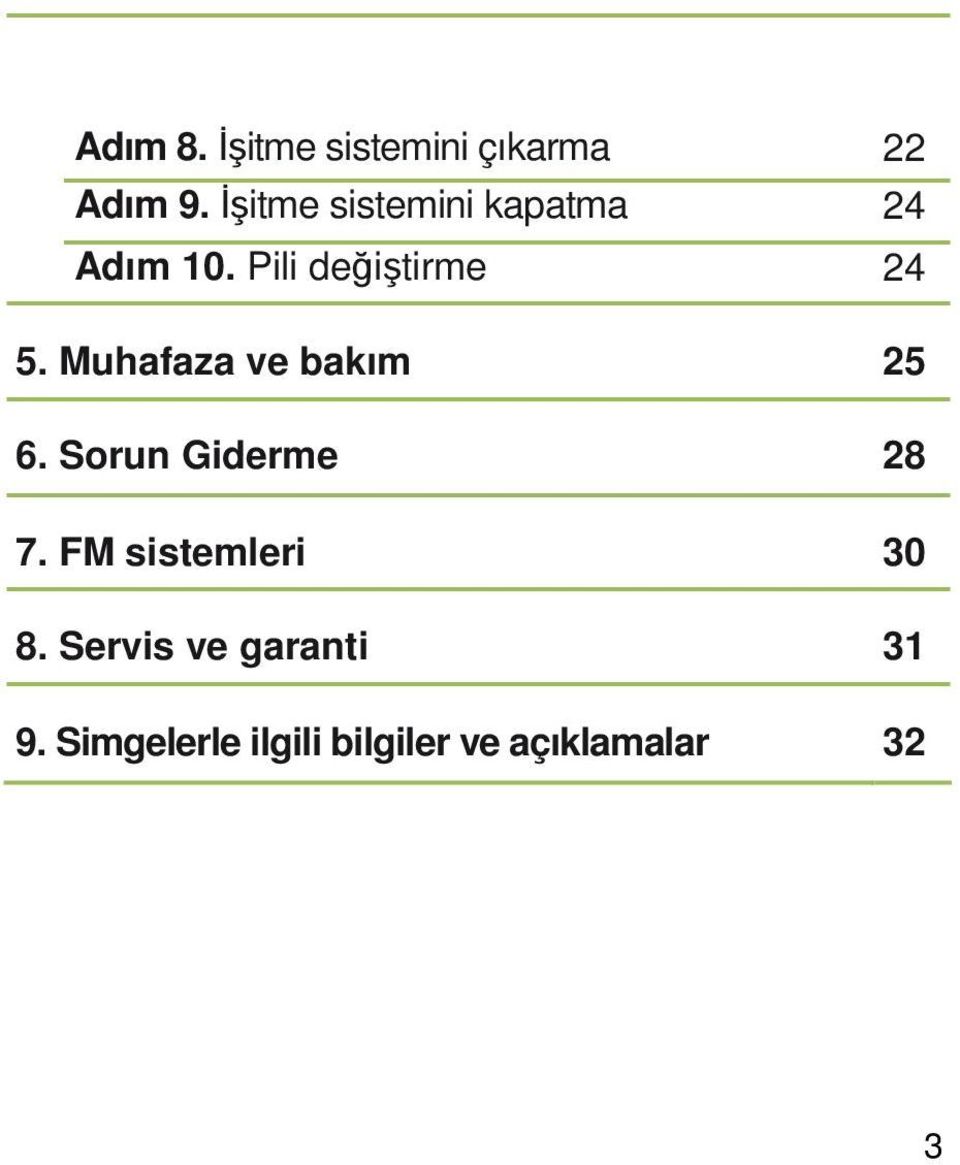 Muhafaza ve bakım 25 6. Sorun Giderme 28 7.