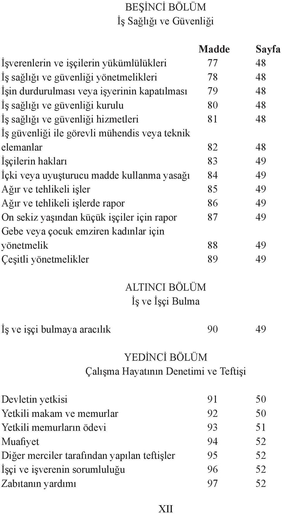 yasağı 84 49 Ağır ve tehlikeli işler 85 49 Ağır ve tehlikeli işlerde rapor 86 49 On sekiz yaşından küçük işçiler için rapor 87 49 Gebe veya çocuk emziren kadınlar için yönetmelik 88 49 Çeşitli