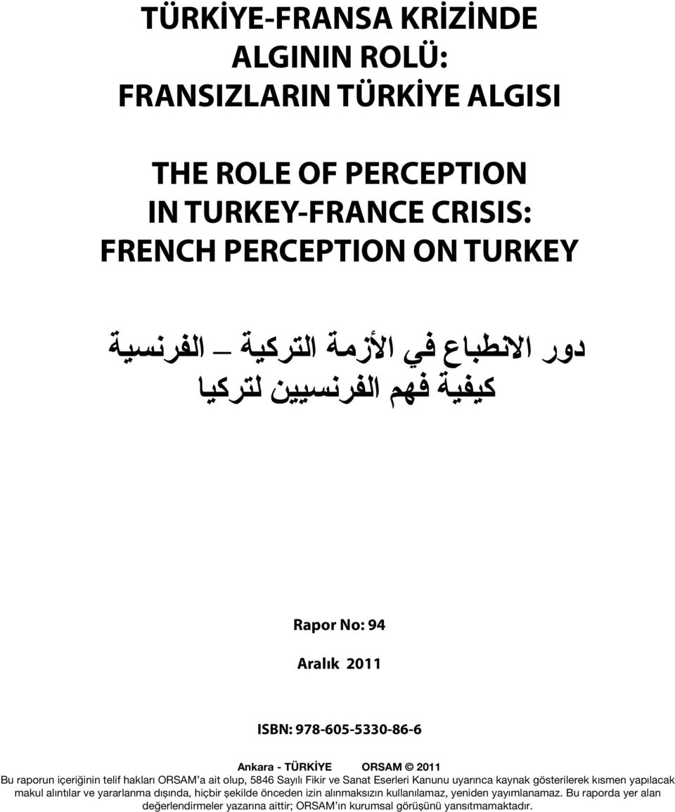 PERCEPTION IN TURKEY-FRANCE CRISIS: FRENCH