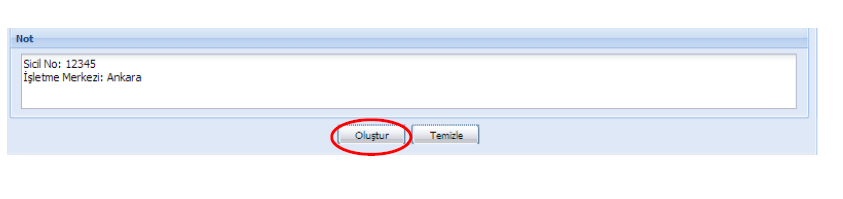 Not bölümüne faturada yer verilmesi zorunlu olan ibareler veya faturada yer verilmek istenen diğer hususlar yazılabilir. Örneğin 6102 sayılı Türk Ticaret Kanununun 6335 sayılı Kanunun 6.