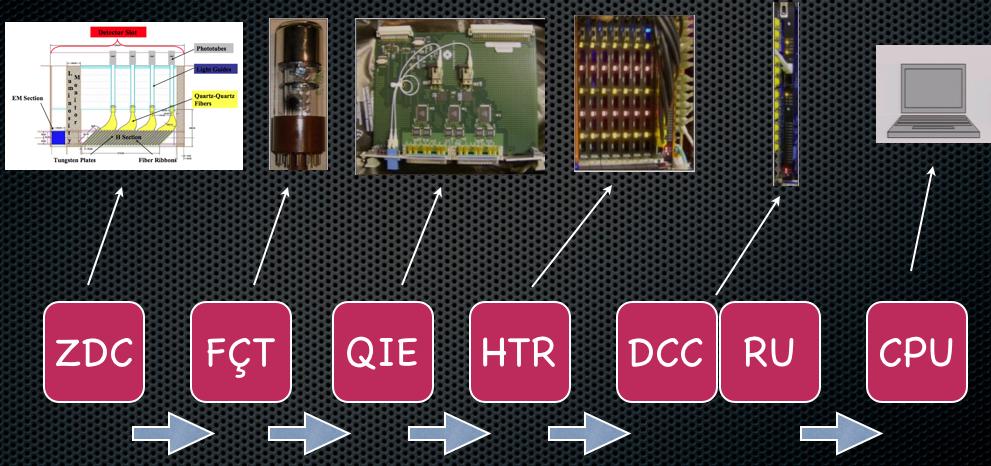 Paketlenen veriler RU (okuma birimi) ile tetiklenebilir veya okunabilir. Böylece veriler CPU (bilgisayar) da gözlenir. Şekil 2. ZDC'de Bir Sinyalin Oluşumu.