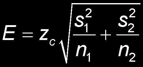 İki Büyük ve Bağımsız Örneklem İçin Hata Payı, E: z c = Kritik