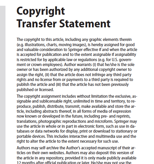 Springer - Copyright Transfer Sözleşmesi http://www.springer.