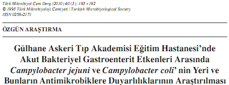 Kayman T, Abay S, Hızlısoy H. Gastroenterit olgularından izole edilen Campylobacter spp.