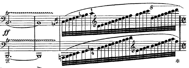 63 Örnek 43. Alterne akor tekniği Örnek 44. Kırık akorlarla işlenen 'ana motif' 3.3. Gam Eserdeki gam teknikleri incelenirken Çift sesli gam (Örnek 45.