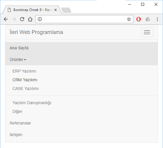 Bootstrap Navbar (devam ) ÖRNEK 9.