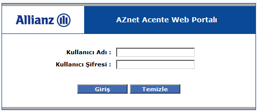 Aznet Acente Web portalına giriş yapabilmek için www.google.com.