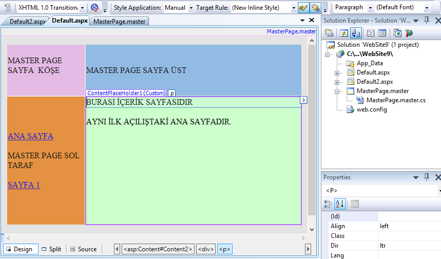 </div> </form> </body> </html> Ana Sayfa Kodları <%@ Page Language="C#" MasterPageFile="~/MasterPage.master" AutoEventWireup="true" CodeFile="Default.aspx.