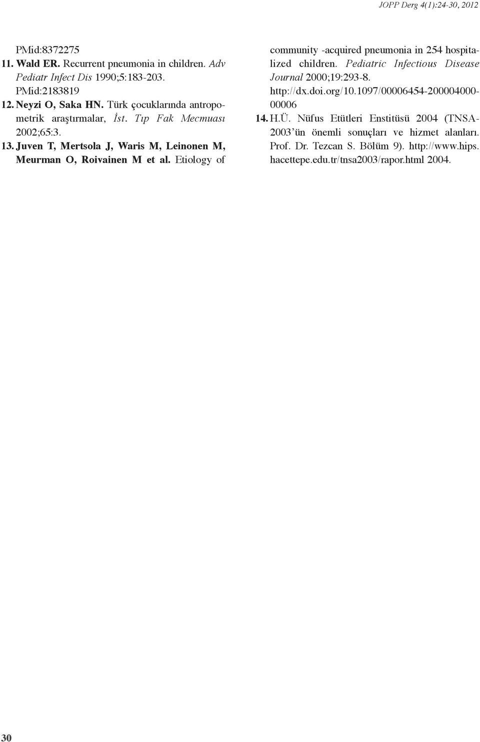 Etiology of community acquired pneumonia in 254 hospitalized children. Pediatric Infectious Disease Journal 2000;9:298. http://dx.doi.org/0.