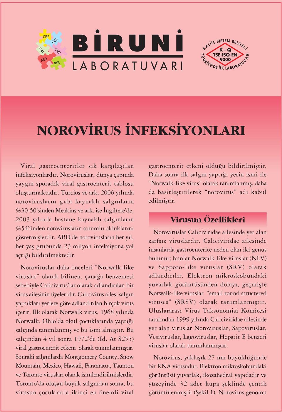 ise ngiltere de, 2003 y l nda hastane kaynakl salg nlar n %54 ünden noroviruslar n sorumlu olduklar n göstermifllerdir.